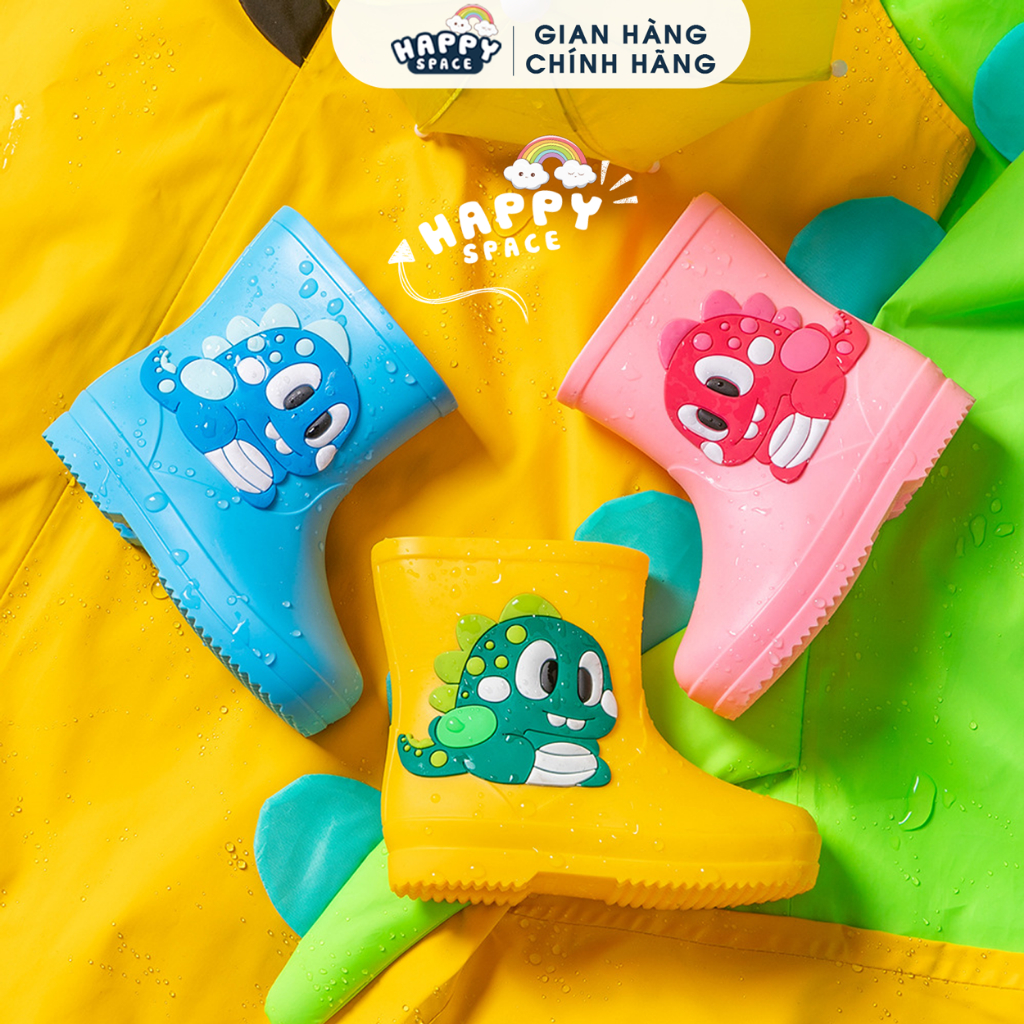 Giày Ủng Đi Mưa Happy Space - Eva Chống trượt chống thấm nước in hoạt hình khủng long cho bé từ 3 - 10 tuổi