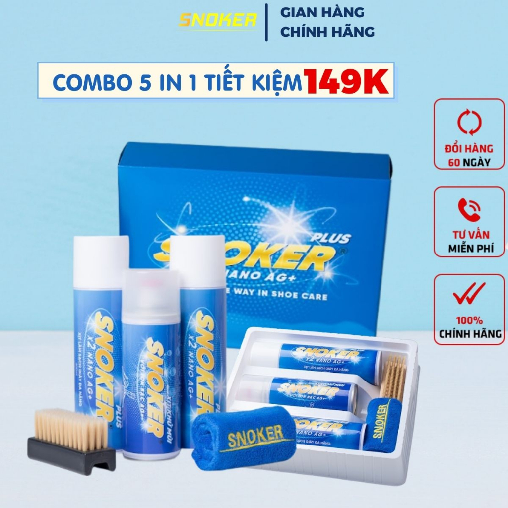 COMBO Xịt Vệ Sinh Giày, Xịt Khử Mùi, Dung Dịch Tẩy Ố, Khăn Lau, Bàn Chải Siêu Tiết Kiệm
