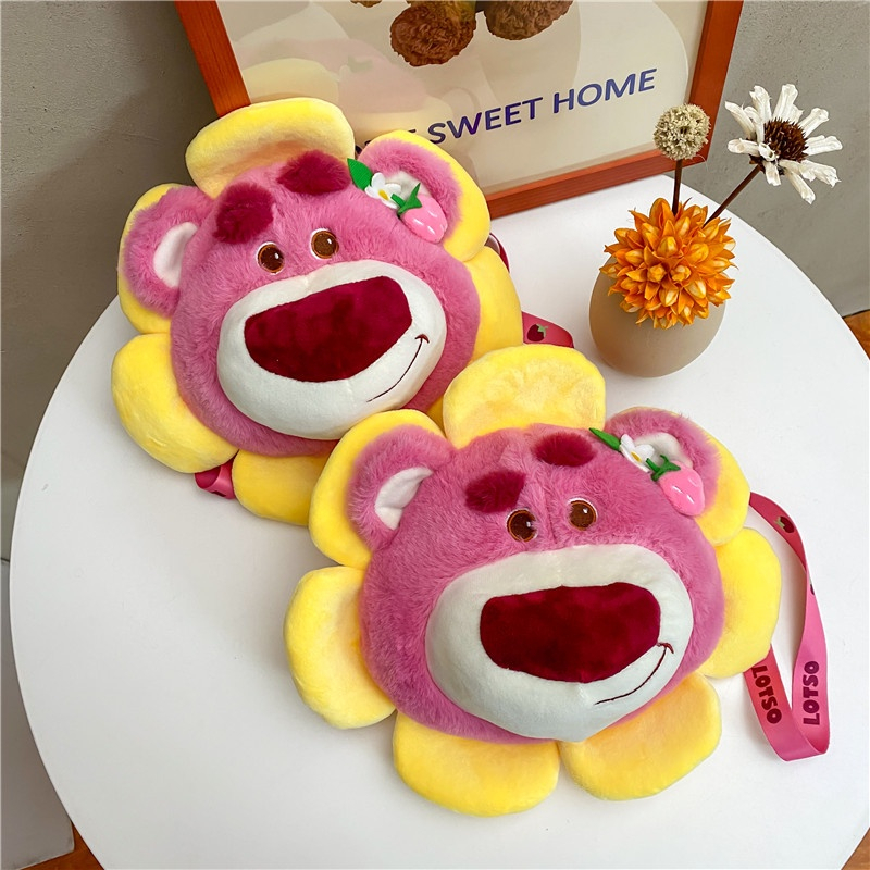 MVP3039 Disney Túi Đeo Chéo Hình Chú Gấu Hồng / Hoa Hướng Dương Bằng Lông Nhung Dễ Thương Xinh Xắn