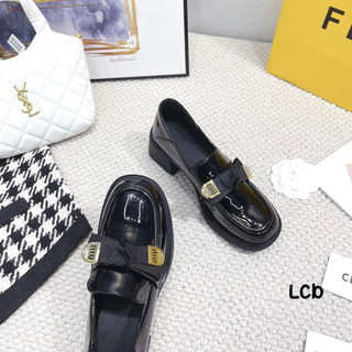 [TRANG MEEY] GIÀY MOCA NƠ MIUMIU DA BÓNG ĐẾ 5CM DA THẬT