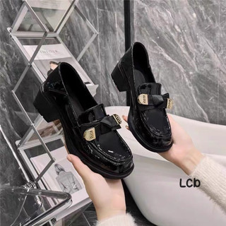 [TRANG MEEY] GIÀY MOCA NƠ MIUMIU DA BÓNG ĐẾ 5CM DA THẬT