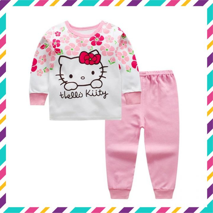 Bộ thu đông cho bé trai, bé gái in hình ngộ nghĩnh cotton mềm và ấm, Bộ dài tay cho bé trai bé gái (2 tuổi đến 8 tuổi)