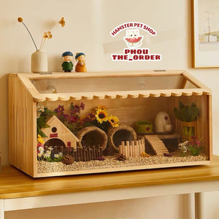 Lồng chuồng chuột hamster hình ngôi nhà gỗ mix nhựa mica