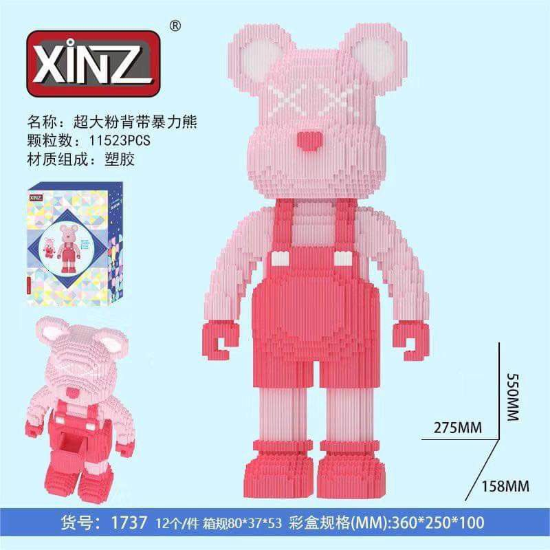 Lego Gấu bearbrick hồng hãng XINZ cao 55cm