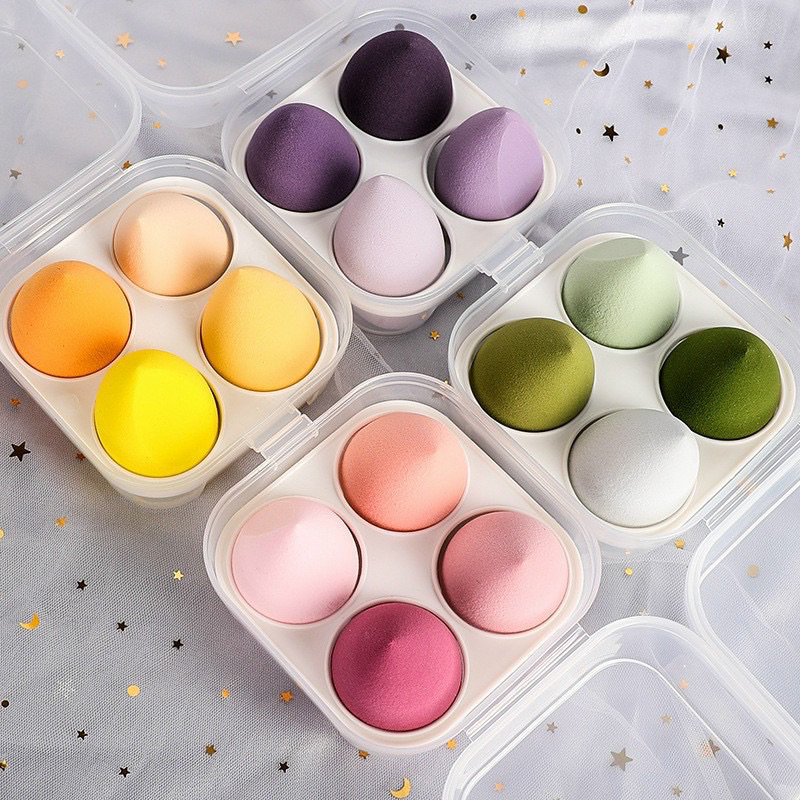 SET 4 bông mút tán kem nền hình giọt nước trang điểm makeup kèm hộp đựng xinh xắn tiện dụng MAR ORIGINALS STORE