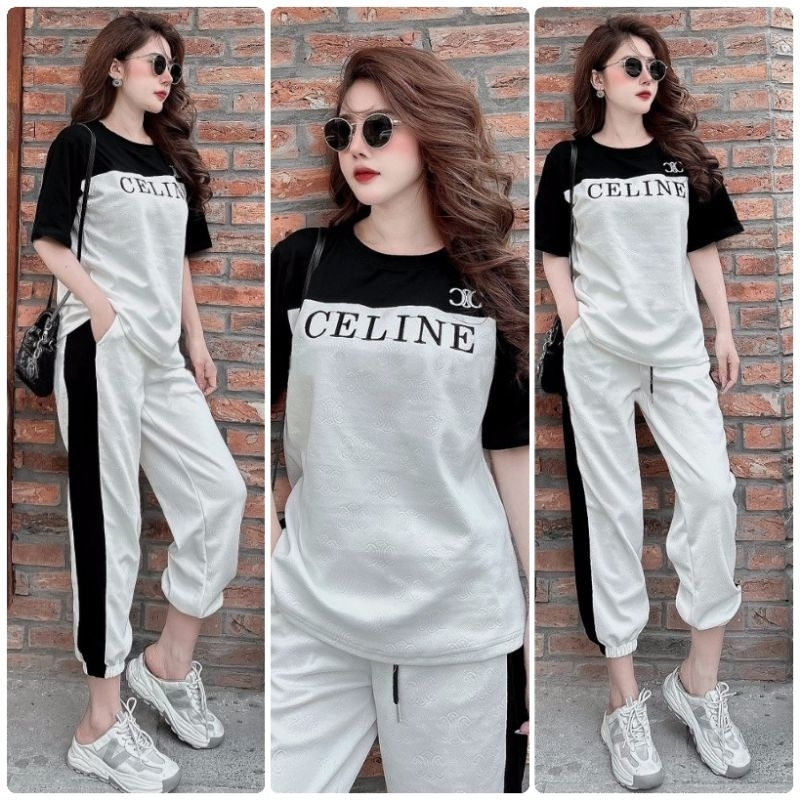 Bộ Thể Thao Nữ - Áo Thể Thao Nữ Quần Bomber Nữ Bo Gấu Thêu Hình Chất Thun Cotton Đủ Size M L XL XXL.