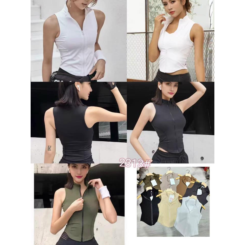 Áo sát nách thun body vạt tôm cổ tàu kéo khoá mã 2313#