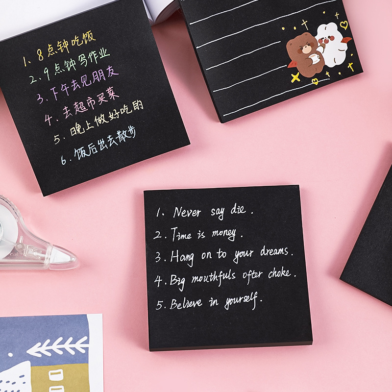 Giấy ghi chú giấy note màu đen 50 tờ 76x66mm