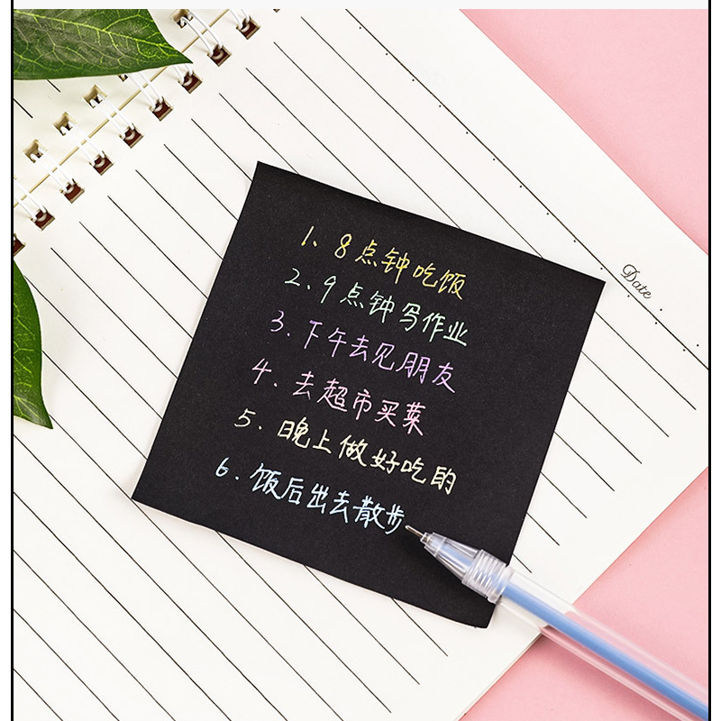 Giấy ghi chú giấy note màu đen 50 tờ 76x66mm