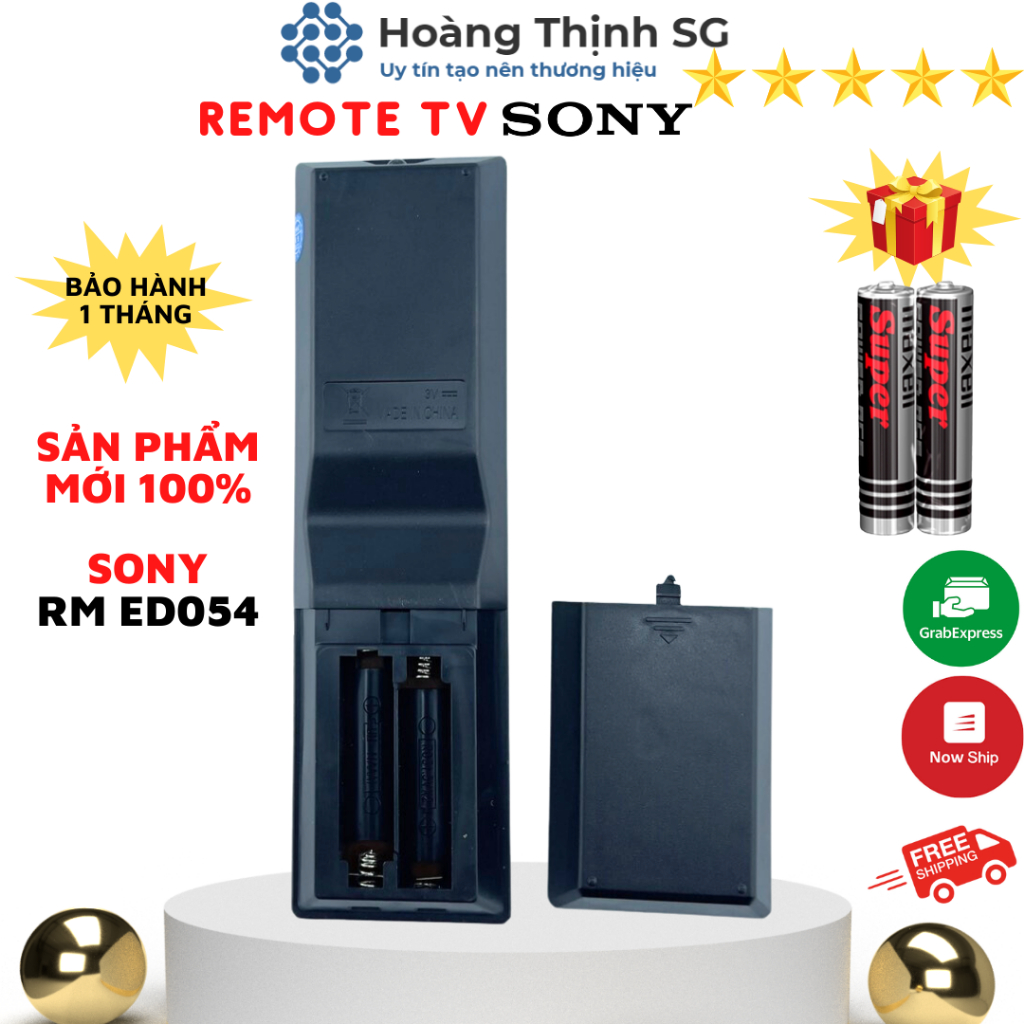 Remote điều khiển tivi Sony RM ED054, điều khiển TV Sony các dòng tivi LCD/Plasma/LED - Tặng kèm pin