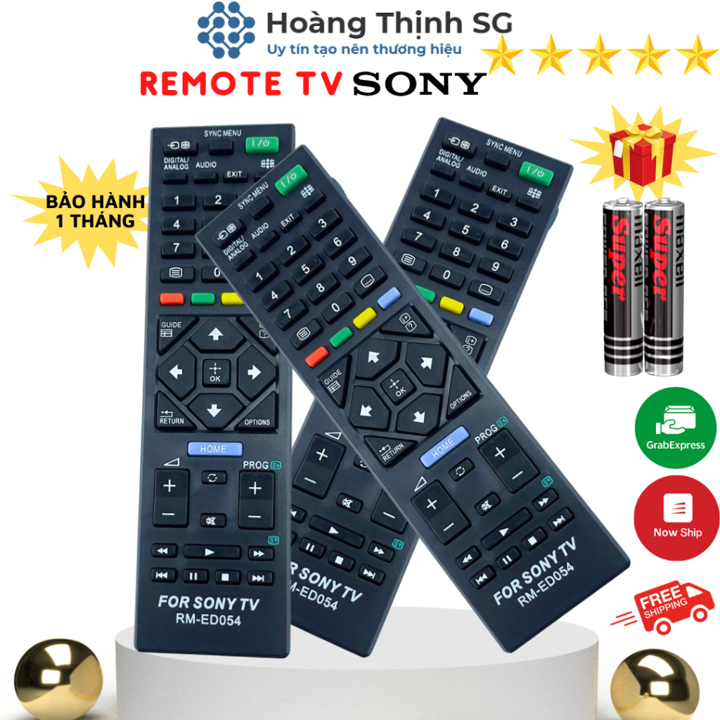 Remote điều khiển tivi Sony RM ED054, điều khiển TV Sony các dòng tivi LCD/Plasma/LED - Tặng kèm pin