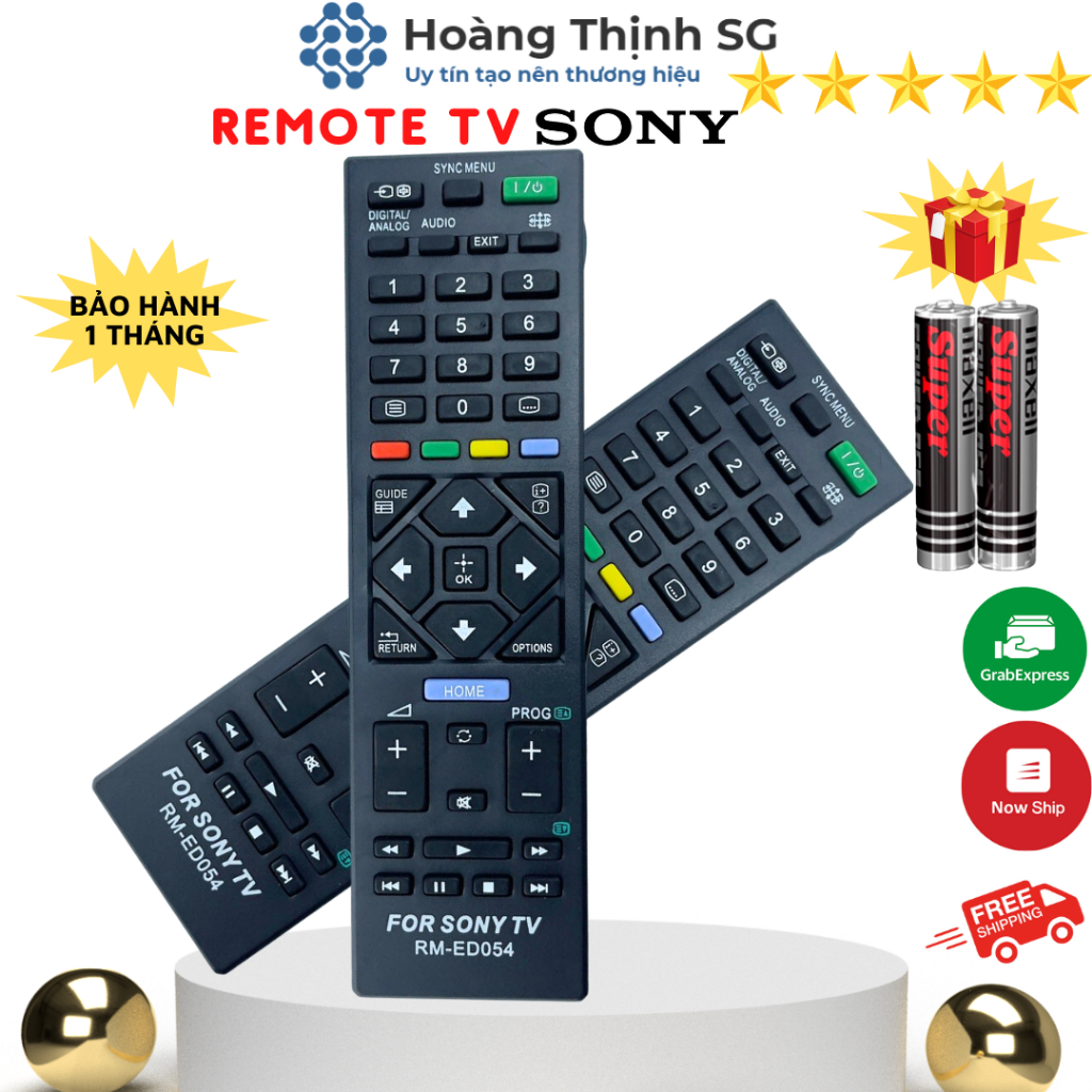 Remote điều khiển tivi Sony RM ED054, điều khiển TV Sony các dòng tivi LCD/Plasma/LED - Tặng kèm pin