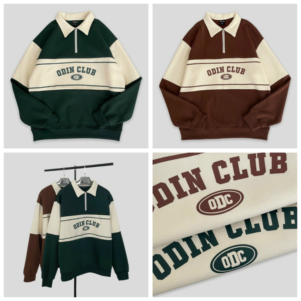 Áo Khoác Hoodie Nam Nữ Cổ Trụ Dây Kéo Ngực Họa Tiết Chữ ODINCLUB Phối Màu Nổi Chất Nỉ Cao Cấp Xịn Xò TS