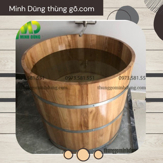 Bồn Tắm Gỗ Sồi Tròn  ⚡ CHẤT LƯỢNG   ⚡   Bồn tắm gỗ sồi dáng tròn 3 đai tôn mạ kẽm rộng 2,5cm không rỉ tạo độ vững chắc