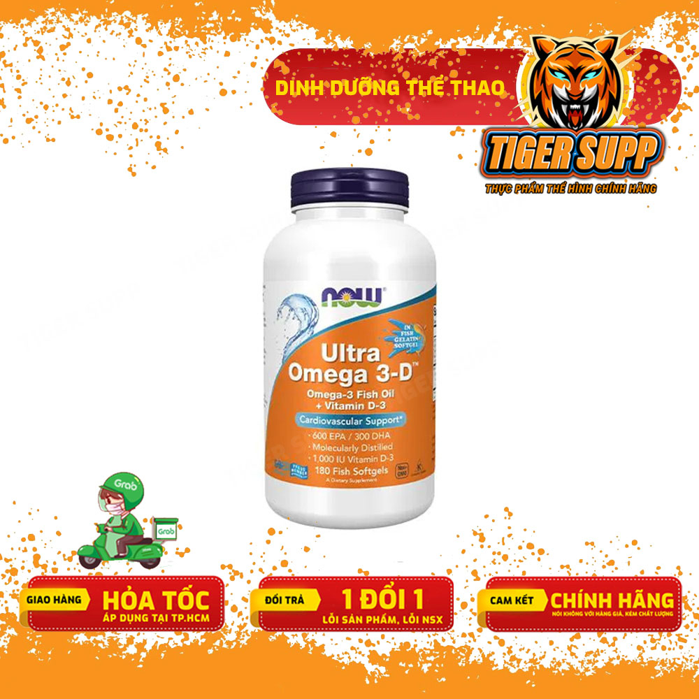 Viên uống Now Ultra Omega 3- Vitamin D3, 600 EPA / 300 DHA Fish Oil + Vitamin D-3 nhập khẩu Mỹ