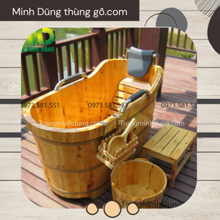 Bồn tắm gỗ thông ⚡ cao cấp ⚡ bồn tắm bằng gỗ , đáy bằng phẳng, có chân nâng đáy tránh rò rỉ nước