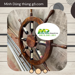 Bánh lái thuyền  ⚡ ƯU ĐÃI KHỦNG   ⚡ Bánh lái thuyền trang trí hầm rượu bằng gỗ kết hợp những chai rượu vang rất độc đáo