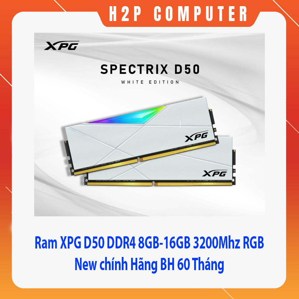 COMBO Ram ADATA XPG D50 8G/16G Bus 3200 LED RGB 2 Màu Grey - White New Chính hãng Bảo hành 5 năm | BigBuy360 - bigbuy360.vn