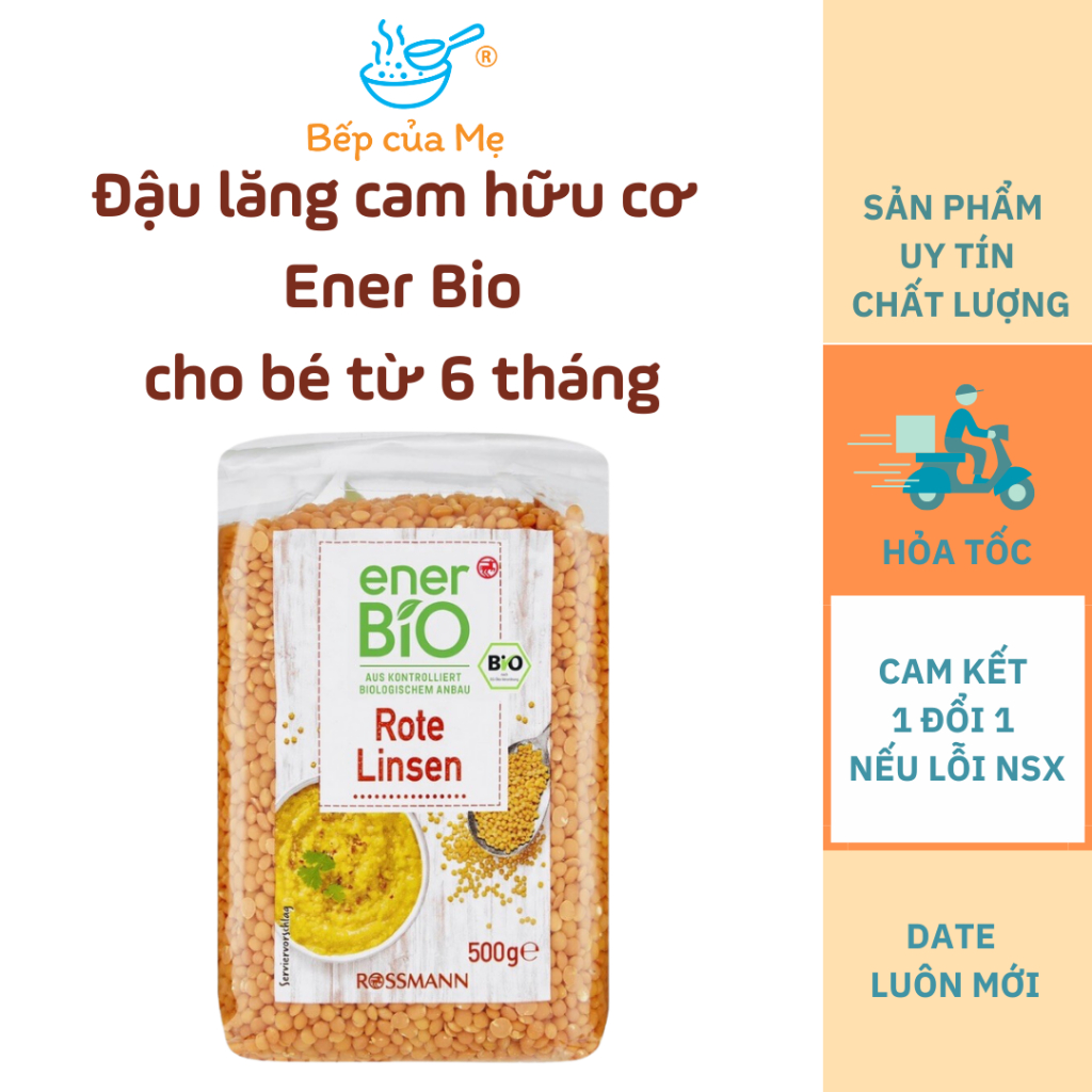 Đậu lăng cam hữu cơ cho bé ăn dặm Ener Bio của Đức, nấu cháo, sữa hạt cho bé, Shop Bếp Của Mẹ