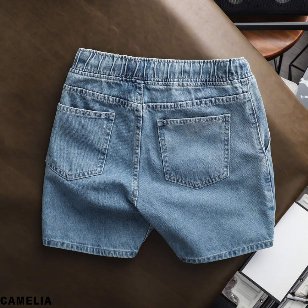 Quần Short Jean  Nam Cao Cấp Màu Đen , form Slimfit trên gối, co giãn