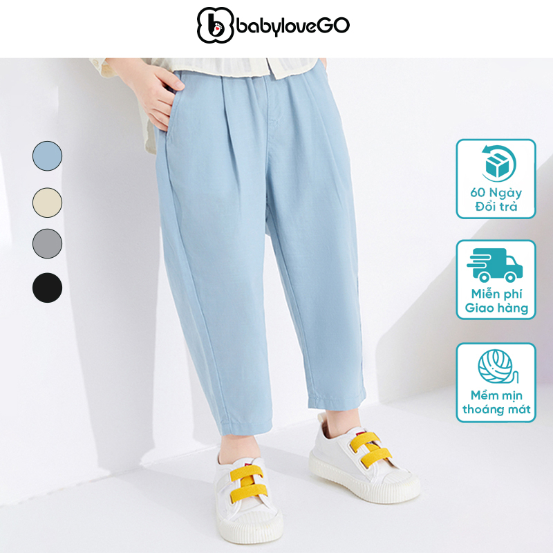 Quần dài bé trai BG001 quần baggy cho bé chất đũi xước mềm mịn BabyloveGO