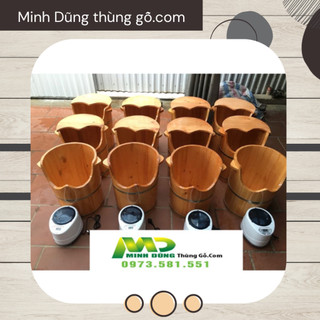 Thùng gỗ xông hơi ⚡ GỖ CAO CẤP ⚡ Thùng gỗ xông hơi chân trụ tròn, có tay xách chắc chắn dễ dàng di chuyển