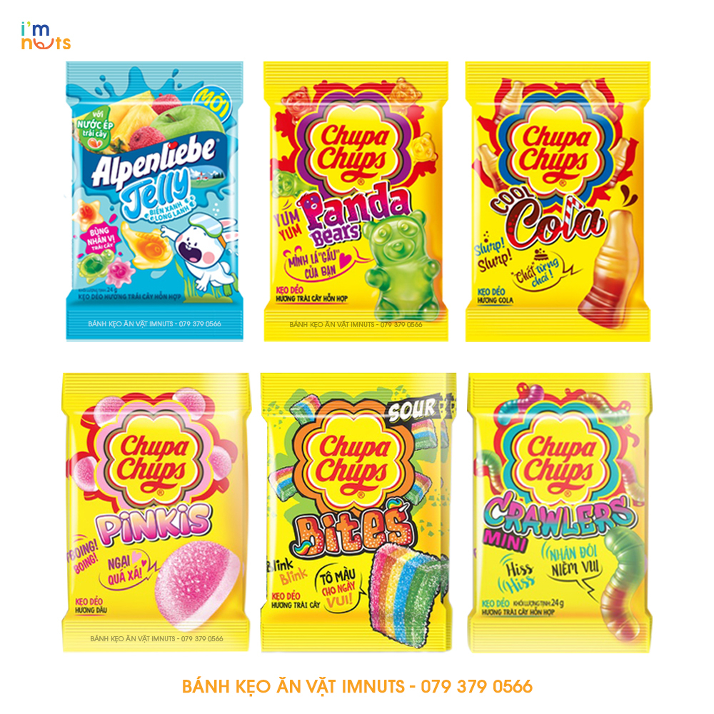 Kẹo dẻo Chupa Chups hương trái cây và Alpenliebe Jelly đủ vị 24g