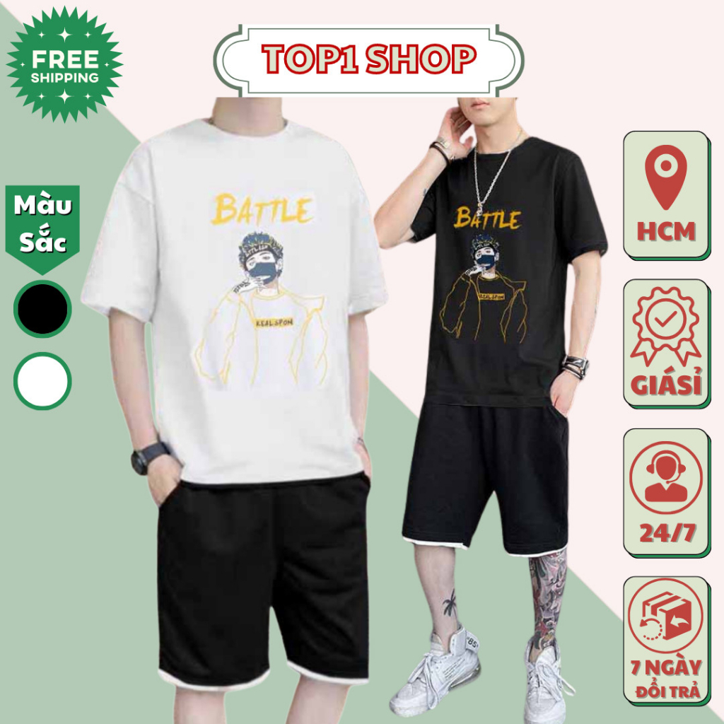 đồ bộ BATTLE mặc nhà vải thun lưới mè siêu mát, chất co dãn thấm hút mồ hôi phong cách thể thao trẻ trung