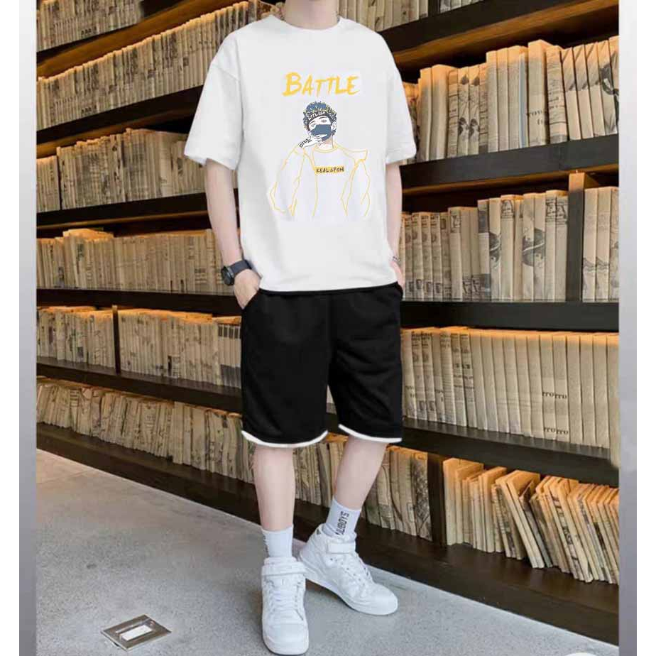 đồ bộ BATTLE mặc nhà vải thun lưới mè siêu mát, chất co dãn thấm hút mồ hôi phong cách thể thao trẻ trung