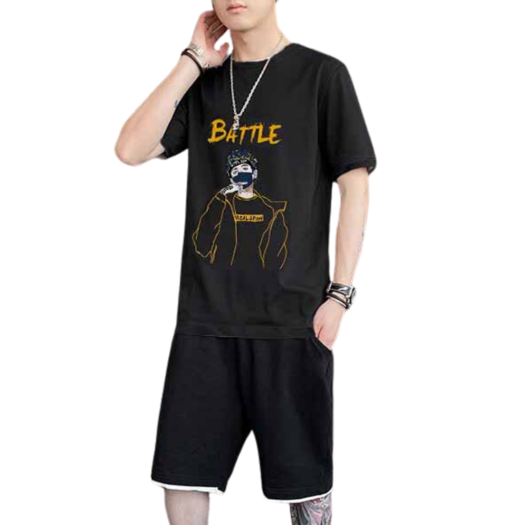 đồ bộ BATTLE mặc nhà vải thun lưới mè siêu mát, chất co dãn thấm hút mồ hôi phong cách thể thao trẻ trung