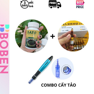Combo cấy tảo sato kết hợp vitamin C huons đi kim nano mềm mịn trắng sáng