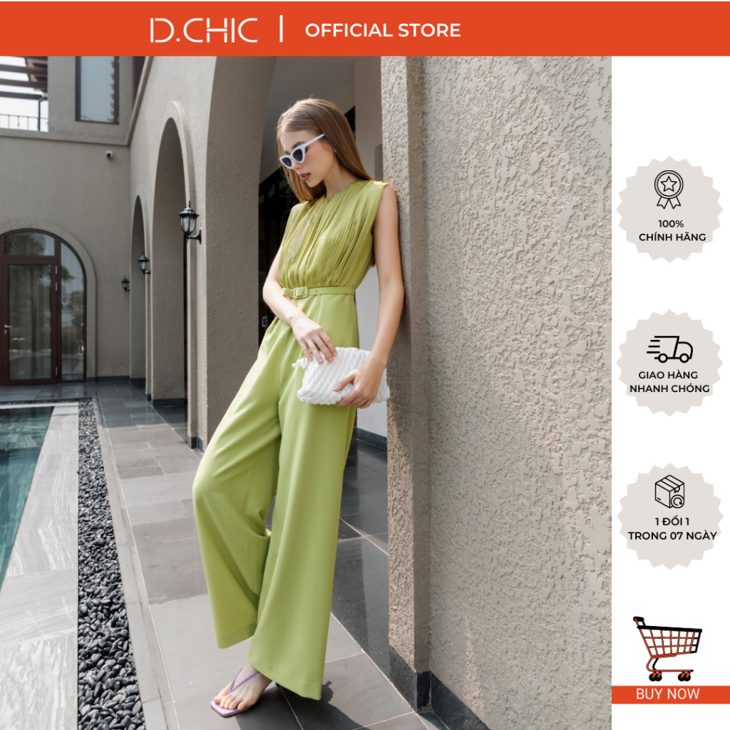 Jumpsuit cộc tay, thân trên dập ly D.CHIC MS: 582259