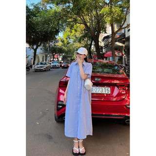 đầm sơ mi suông rộng. khách nhớ đọc kĩ size nhé ạ. váy dài 125cm ( shop co nhận làm chiều dài theo yêu cầu )