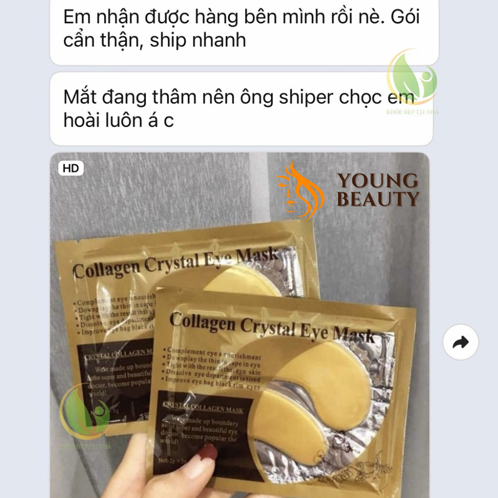 Mặt nạ mắt Crystal Collagen Gold - Mặt nạ giảm quầng thâm mắt, giảm bọng mắt, tăng độ đàn hồi cho da - YOUNG BEAUTY