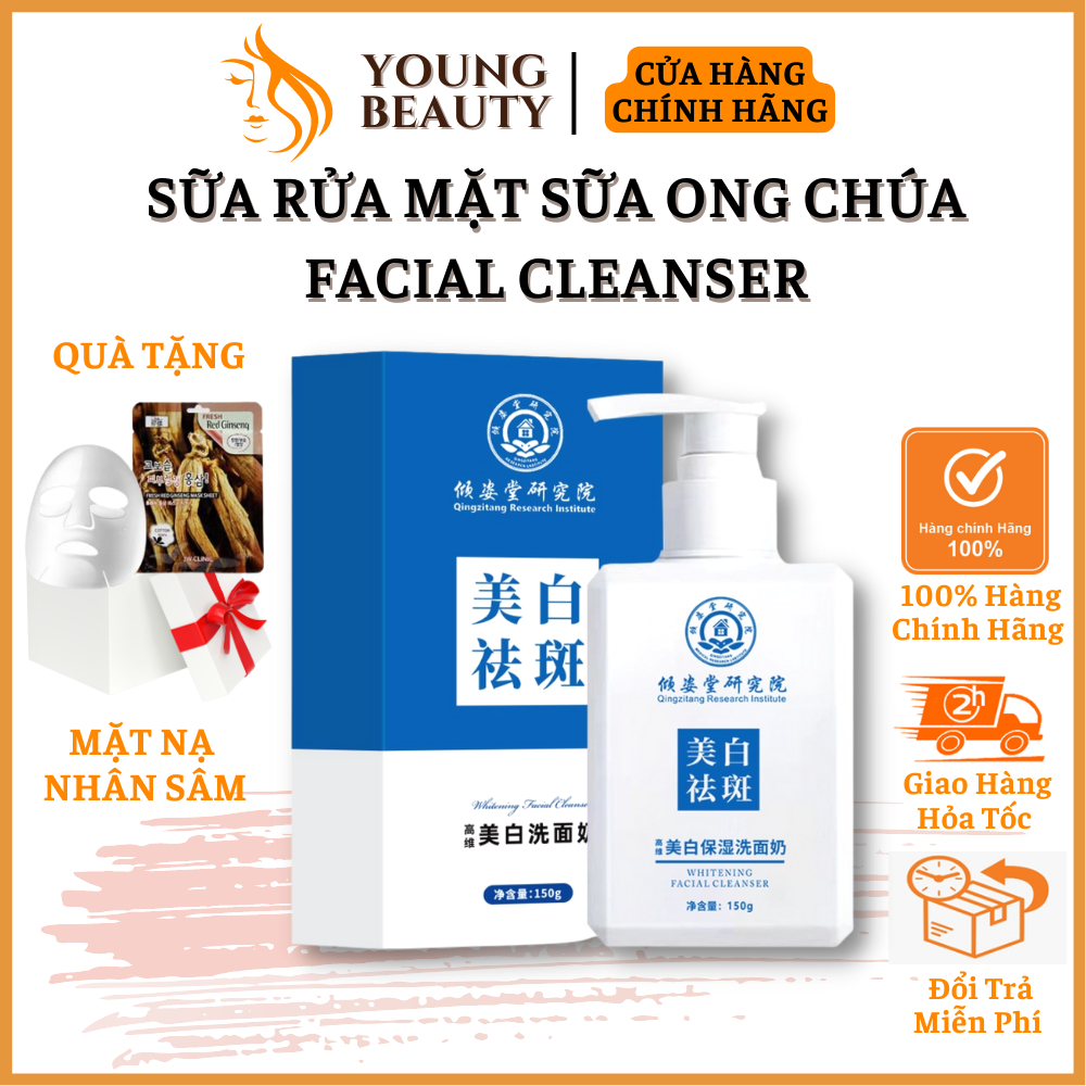 Sữa rửa mặt sữa ong chúa Facial Cleanser - Sữa rửa mặt giúp trắng da body, cải thiện mụn thâm cho nam nữ - YOUNG BEAUTY