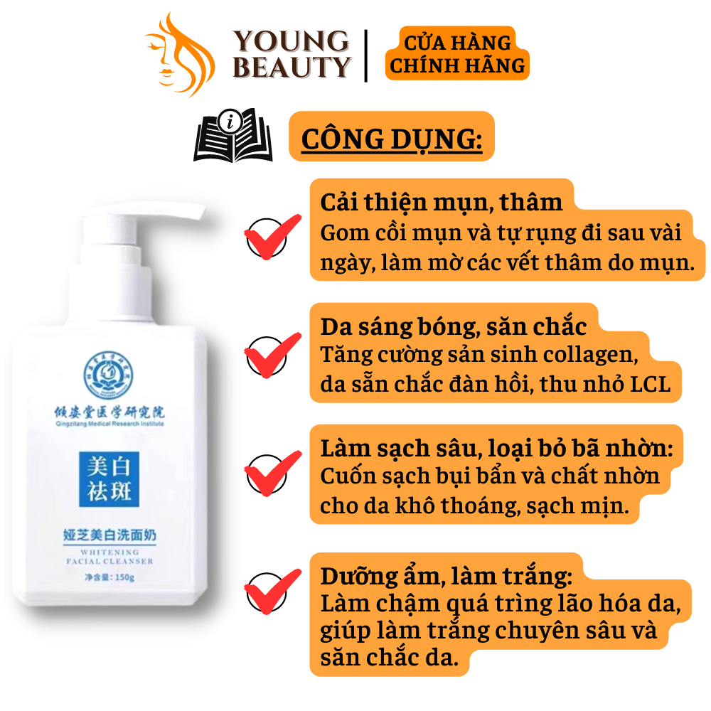Sữa rửa mặt sữa ong chúa Facial Cleanser - Sữa rửa mặt giúp trắng da body, cải thiện mụn thâm cho nam nữ - YOUNG BEAUTY