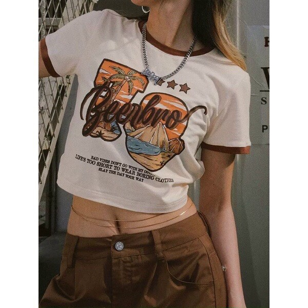 Áo croptop phối viền Beerbro 3A08
