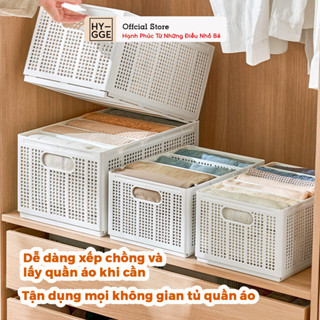 Hộp Đựng Quần Áo Chia Ngăn HYGGE | Giỏ Nhựa Đựng Đồ Lót, Tất Vớ, Kệ Gấp Gọn Tiện Lợi Có Tay Cầm