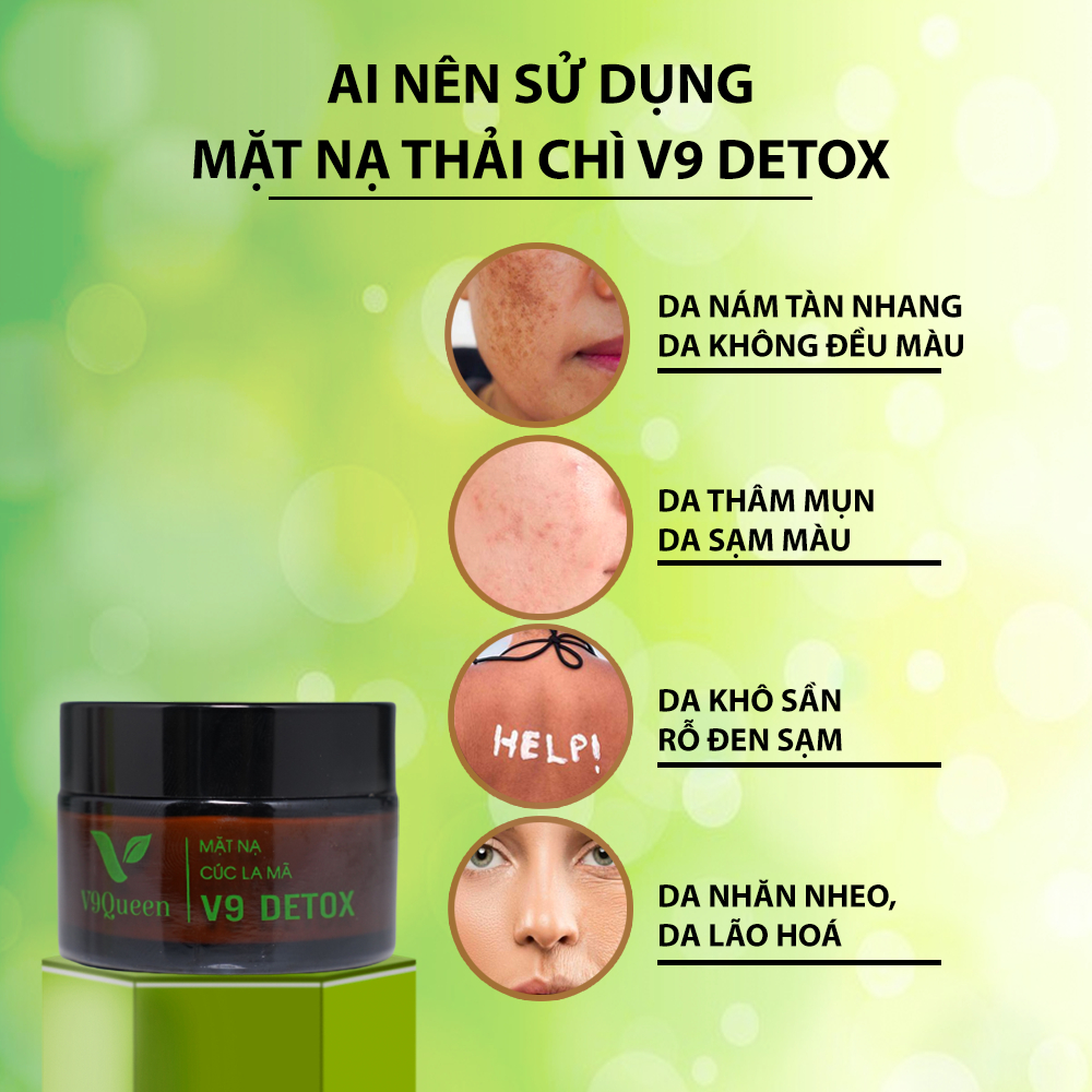 Mặt nạ thải độc V9Queen, dưỡng ẩm làm sáng da ngăn ngừa thâm nám tàn nhang V9 Detox 30ml