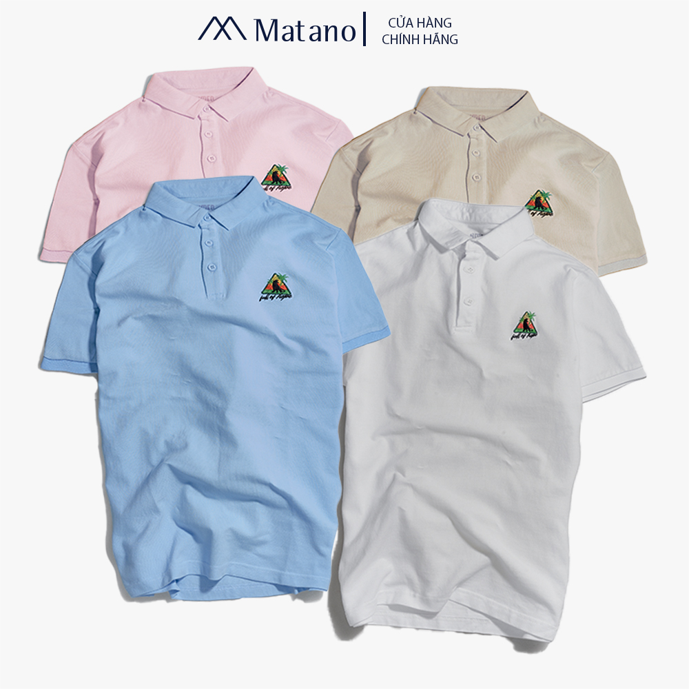 Áo Thun Polo Nam Thêu Họa Tiết Icon MATANO PO037 tay ngắn có cổ bẻ, vải cá sấu cotton nhiều màu đẹp phong cách trẻ trung
