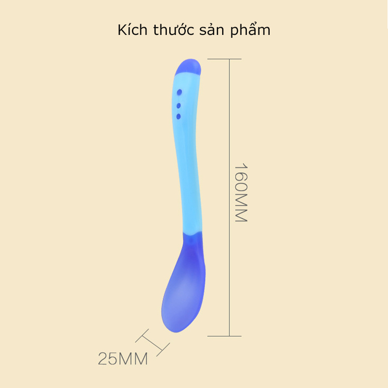 Thìa Silicon Báo Nóng,Muỗng Silicon Mềm Cho Bé Ăn Dặm Giúp Bé Ăn Ngoan,Ngon Miệng