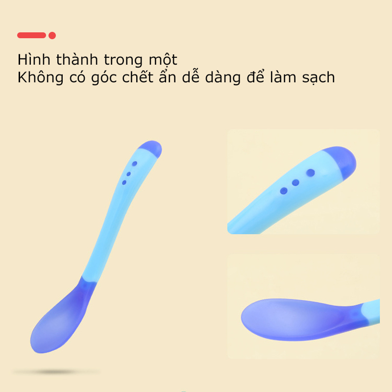 Thìa Silicon Báo Nóng,Muỗng Silicon Mềm Cho Bé Ăn Dặm Giúp Bé Ăn Ngoan,Ngon Miệng