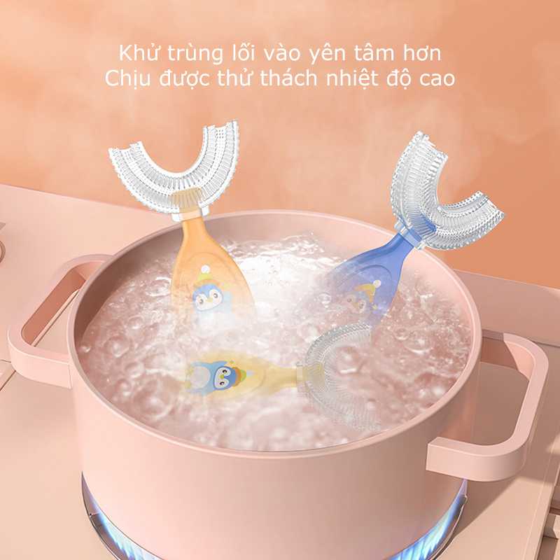 Bàn Chải Đánh Răng Silicone Hình Chữ U Cho Bé 2-12 Tuổi