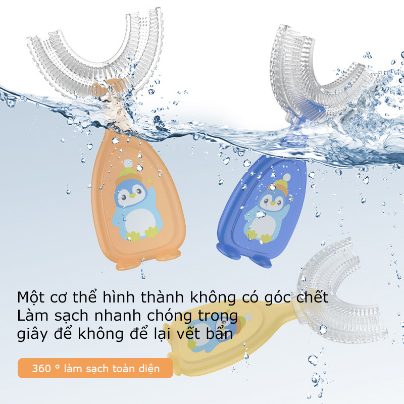 Bàn Chải Đánh Răng Silicone Hình Chữ U Cho Bé 2-12 Tuổi