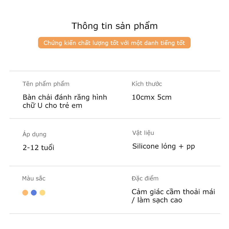 Bàn Chải Đánh Răng Silicone Hình Chữ U Cho Bé 2-12 Tuổi