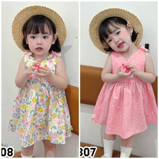 Váy đầm hai dây bé gái 9-23kg dáng suông xinh chất thô hàn hoa nhí - VBB