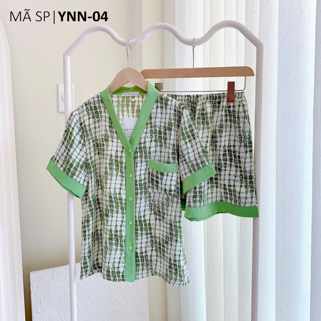 Đồ bộ mặc nhà, đồ Pijama Lụa Mango TNQN Satino - Y - Karen Orange & Y - Tabi Olive