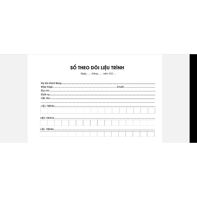 Sổ Theo Dõi Liệu Trình 1 cuốn 100 tờ Spa, Salon, Nail, Hair, tư nhân,... a5 , a4