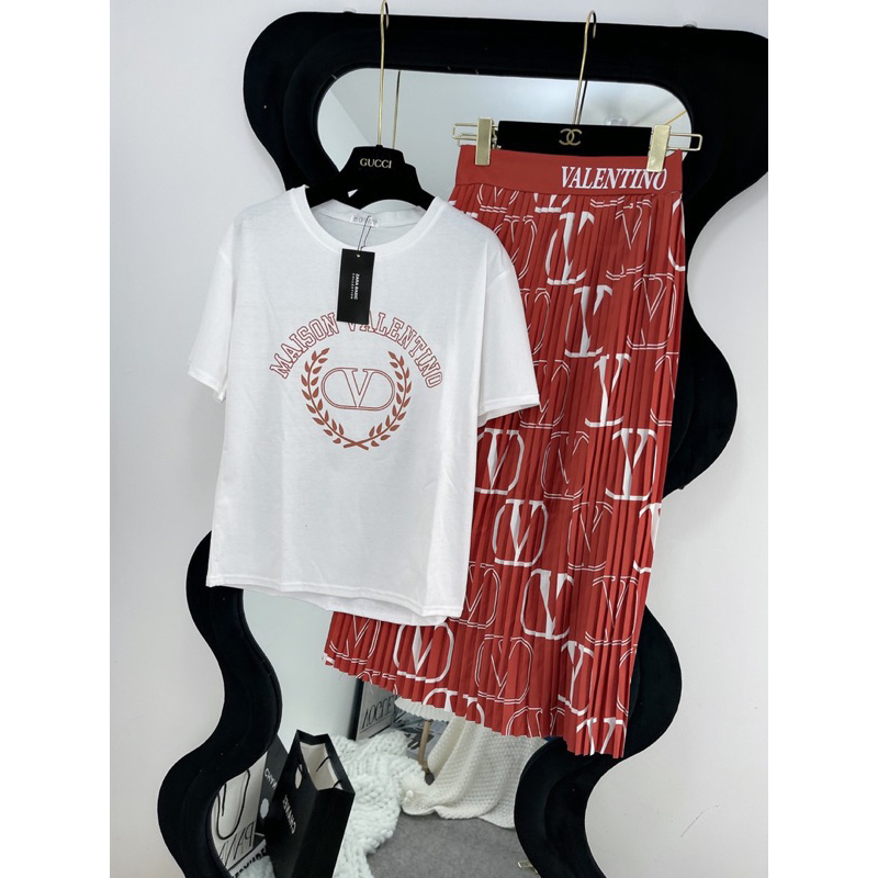 Set Áo Valentino kèm chân váy dập li