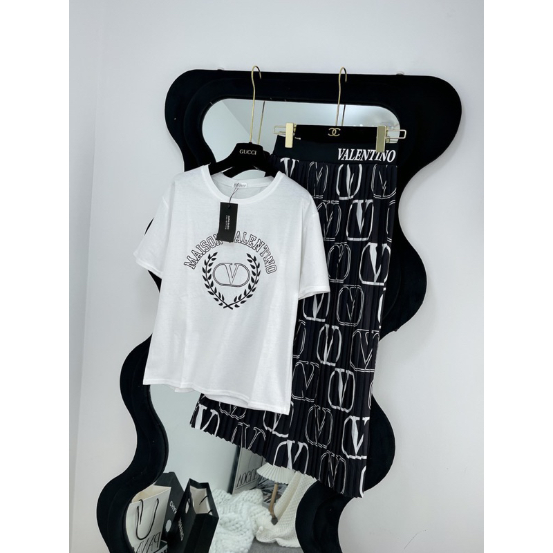 Set Áo Valentino kèm chân váy dập li